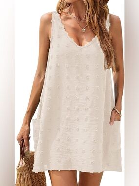 B Cream Sleeveless Textured Pocket Sundress size XXL